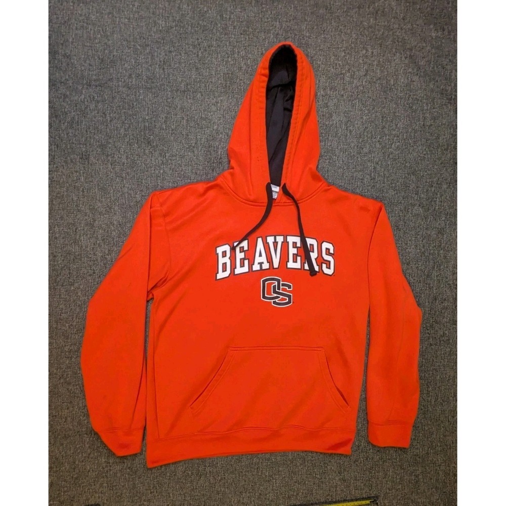 Vintage Pro Edge Oregon State Beavers Orange Hoodie NCAA Sweatshirt Medium Adult